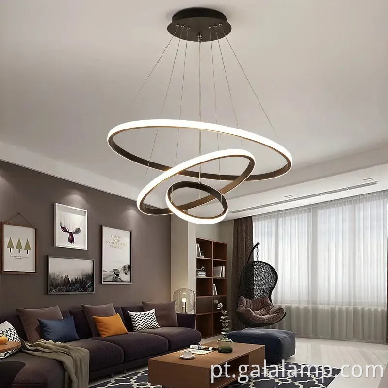 Anel de círculo decorativo de luxo luz pendente para a sala de estar moderna